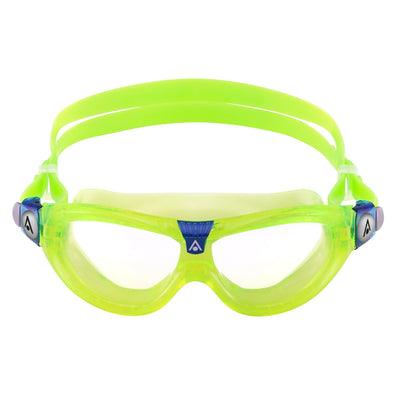 Aquasphere Seal Kid 2 swim mask with clear lens and lime frame, front view