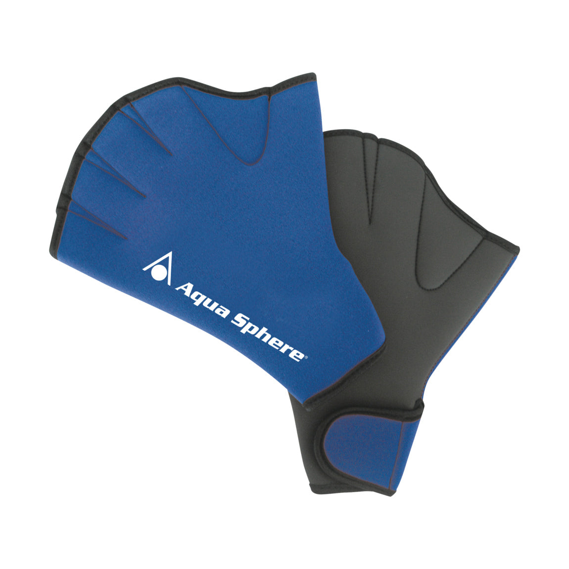 Pair of Aquasphere webbed swim gloves in black and grey with a yellow logo
