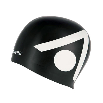 Aquasphere Tri Cap in black silicone with a large white logo