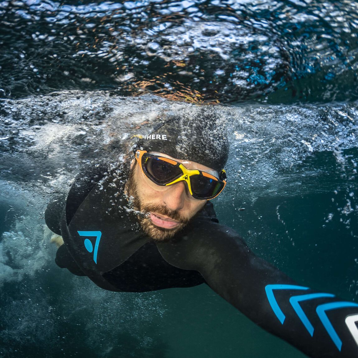 Aquasphere Vista swim mask worn in the water