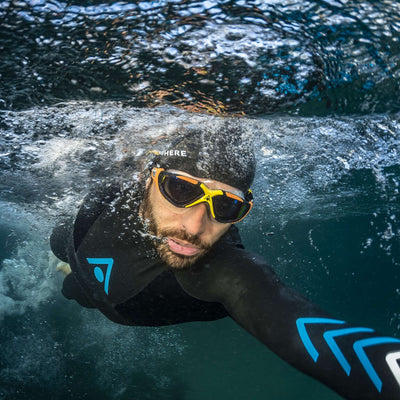 Aquasphere Vista swim mask worn in the water