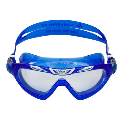 Aquasphere Vista XP swim mask with clear lens and blue frame, front view