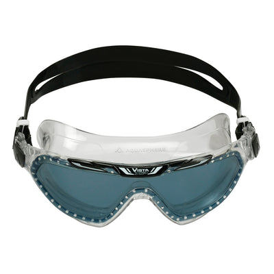 Aquasphere Vista XP swim mask with smoke lens and black frame, front view