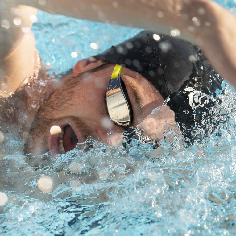 Aquasphere Xceed swim goggles worn in the water