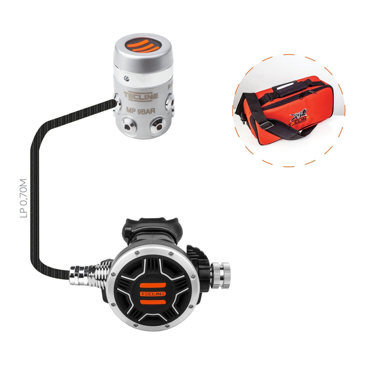 Tecline R4 TEC1 regulator: R4 TEC first stage, black TEC1 second stage and red bag