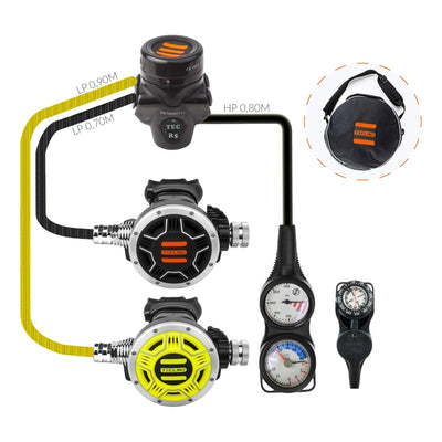 Tecline R5 TEC1 set III with octopus and three-gauge console with compass