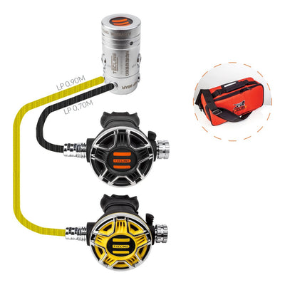 Tecline R2 TEC2 set with TEC2 octopus, black and yellow Proflex hoses and red bag