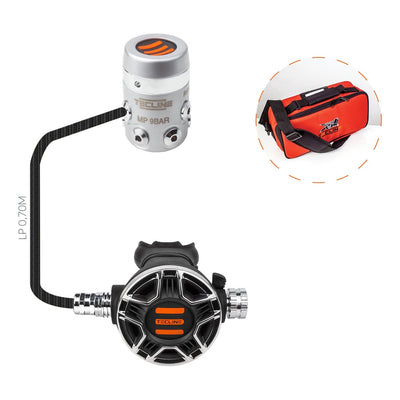 Tecline R4 TEC2 regulator: R4 TEC first stage, black TEC2 second stage and red bag