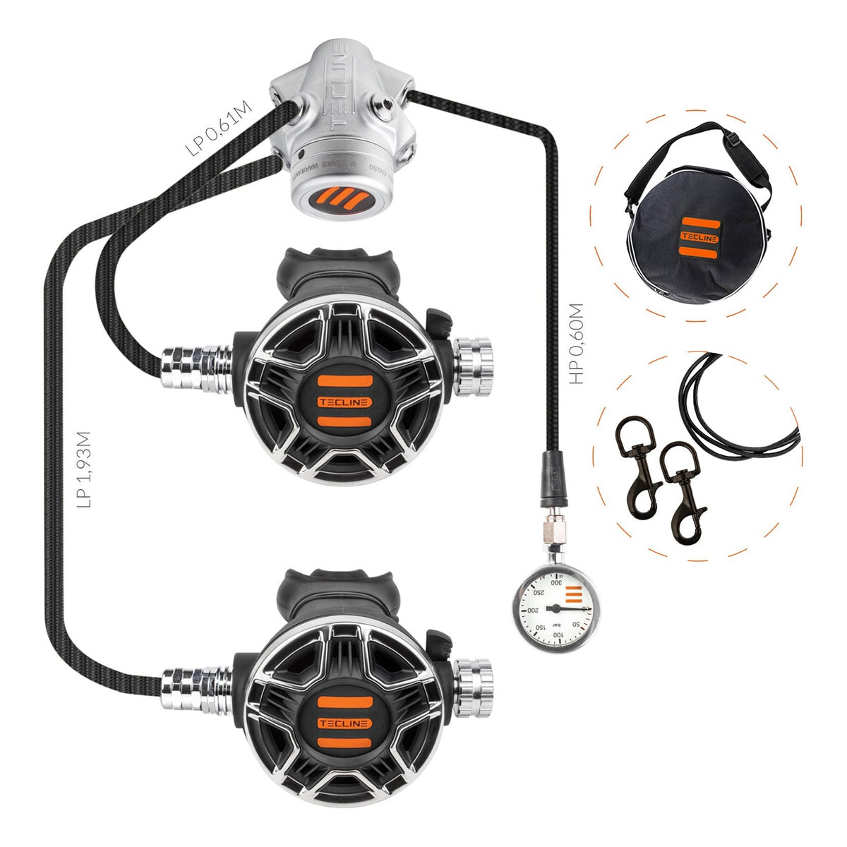Tecline V1 ICE TEC2 SemiTec I set with pressure gauge and bolt snaps