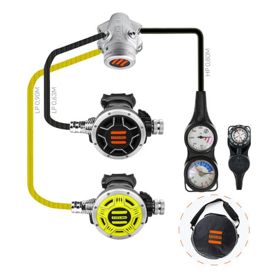 Tecline V1 ICE TEC1 set III with octopus and three-gauge console with compass