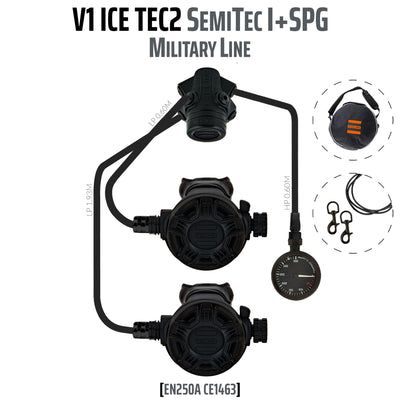 Tecline V1 ICE TEC2 reversible SemiTec I Military Line set in black with pressure gauge