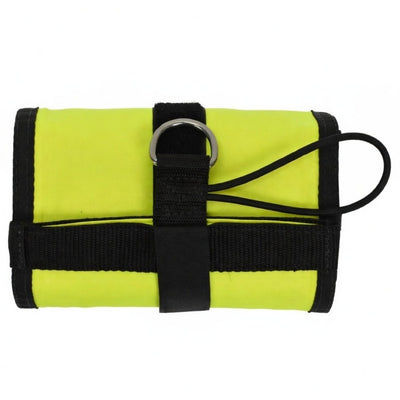 BigBlue fluorescent yellow surface marker buoy, rolled and strapped