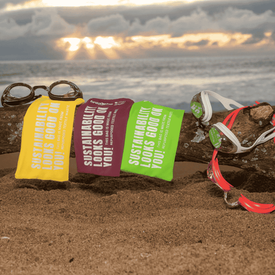 Breathe soft goggle bag made from repurposed textile, lime