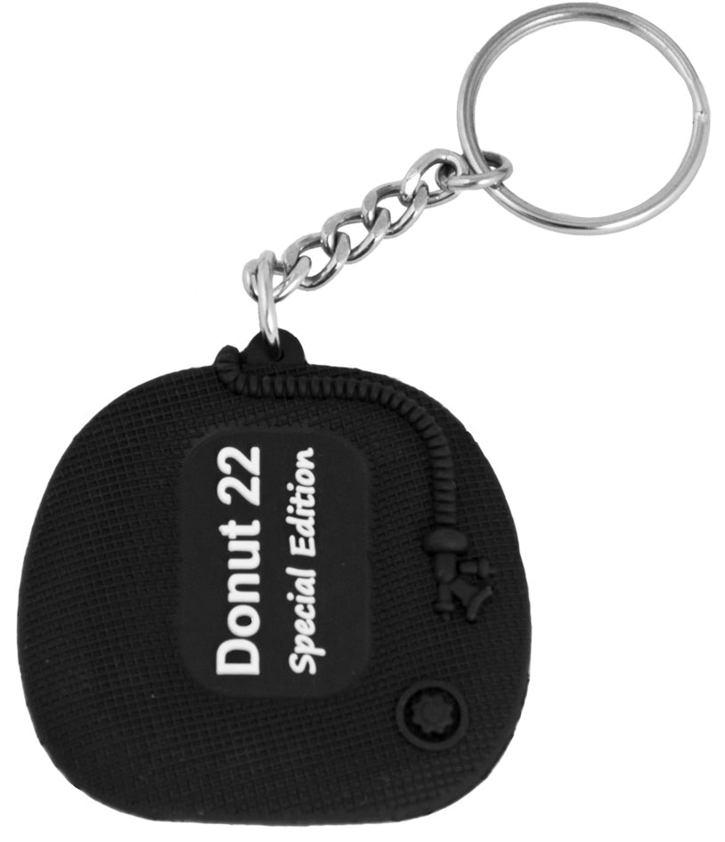 Tecline Donut 22 Special Edition key chain in red with TECLINE wordmark, chain and split ring