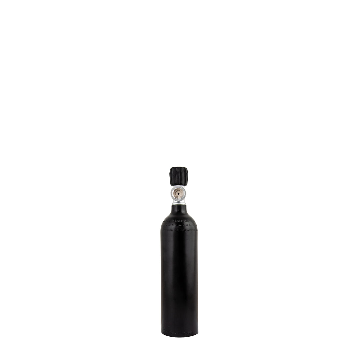 Tecline 0.85 litre black Luxfer aluminium cylinder with valve fitted