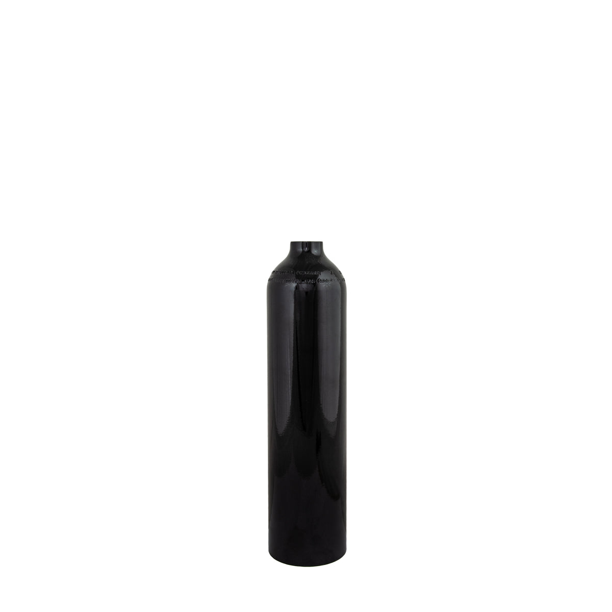 Polaris 2 litre aluminium cylinder in black, shown without a valve