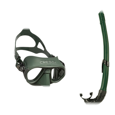 Cressi Calibro mask in green and Corsica snorkel in green