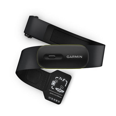 Garmin HRM 600 chest strap shown open with the module fitted
