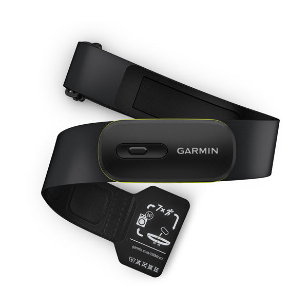 Garmin HRM 600 chest strap shown open with the module fitted