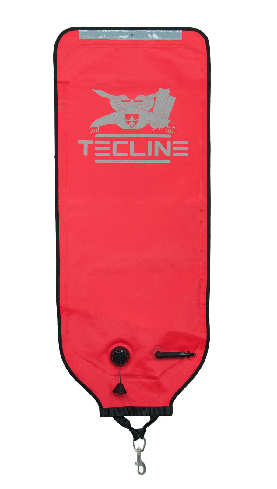 Tecline closed balloon buoy in orange with oral and over-pressure valves and stainless snap