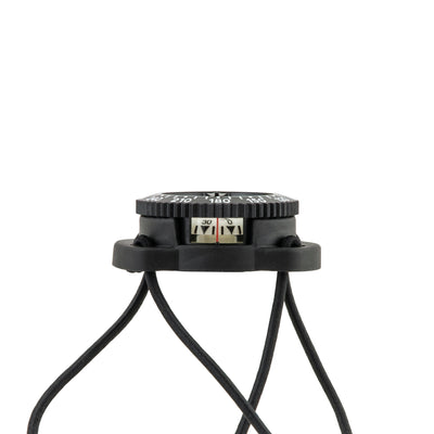 Tecline compass with bungee mount from the side showing the side window