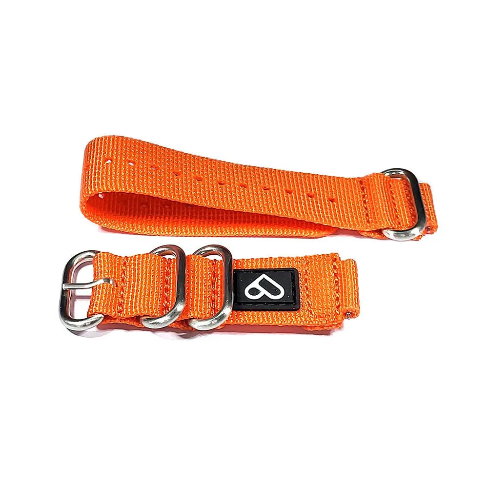 Crest Zulu Wonderland nylon strap in orange with stainless steel buckle and loops