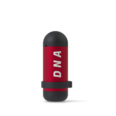 Divesoft DNA nitrox analyser standing upright with its black TPU end caps