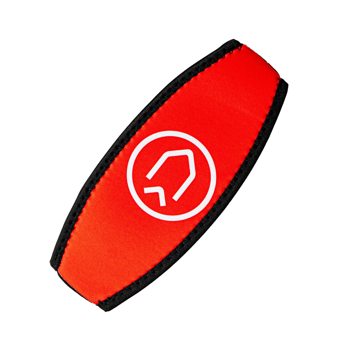 Divesoft neoprene mask strap cover, black side with white logo