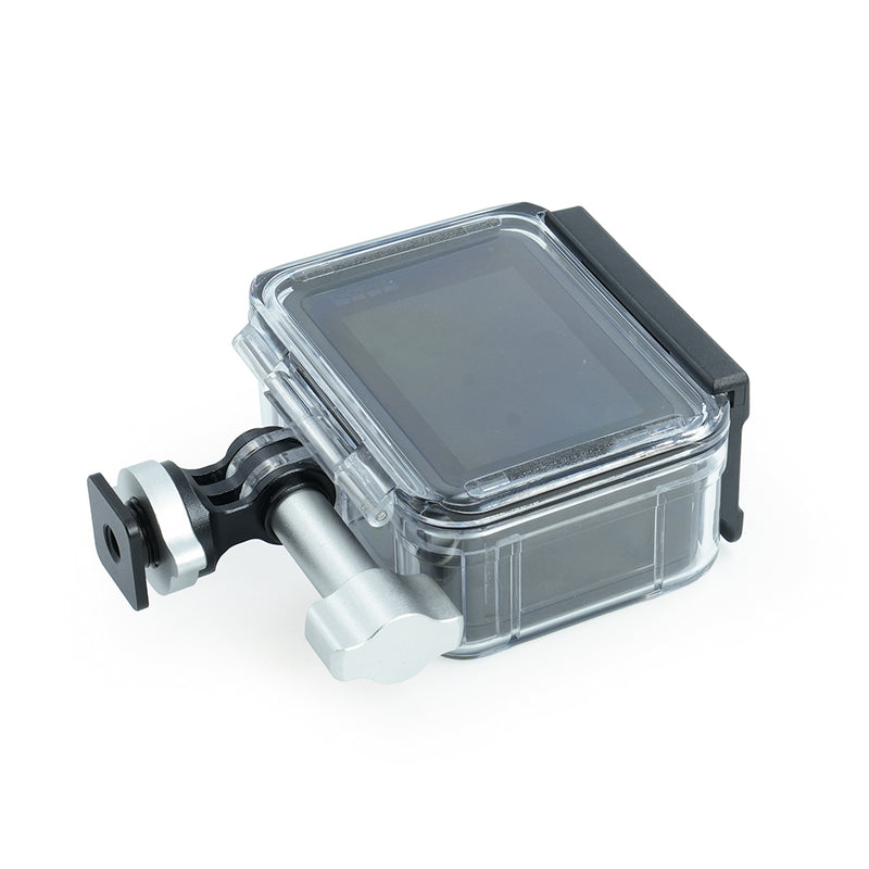 Divevolk cold shoe to action camera conversion adapter in silver and black aluminium