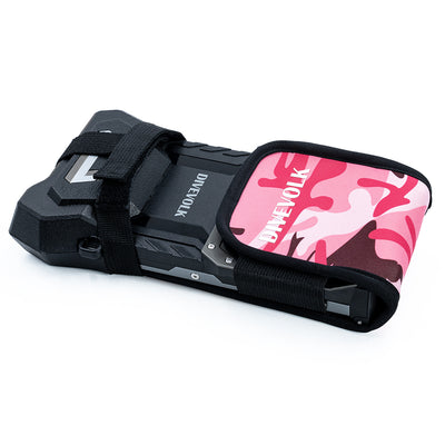 Divevolk camo pink protective cover folded back on a SeaTouch housing