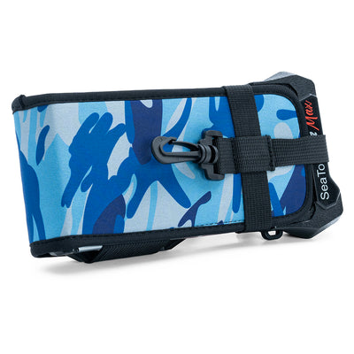 Divevolk camouflage protective cover in camo blue fitted to a SeaTouch housing