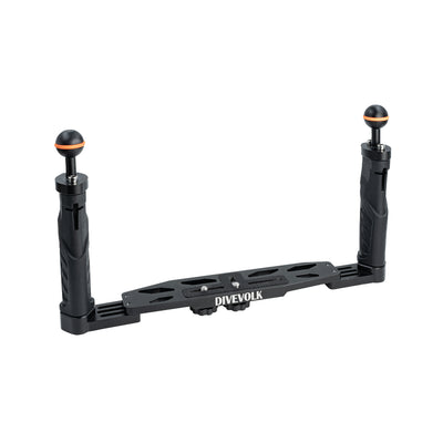 Divevolk Dual Handle Tray in black aluminium with ball heads on both handles