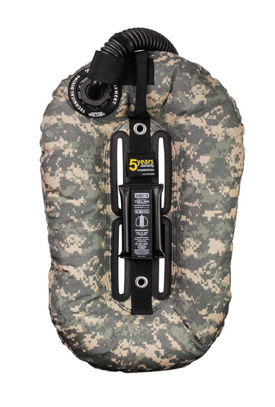 Tecline Donut 10 wing in camo grey, back view with the built-in adapter