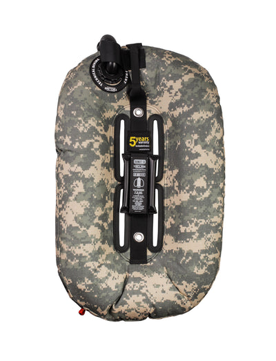 Tecline Donut 13 wing in camo grey, back view showing the built-in single tank adapter
