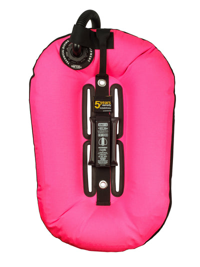 Tecline Donut 13 wing in pink, back view showing the built-in single tank adapter