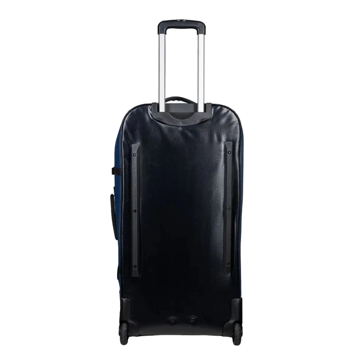 Aqua Lung Explorer 120L roller dive bag, side view showing the depth of the bag and the recessed wheel housings