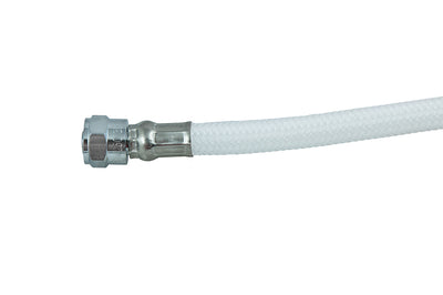 Close view of a white Tecline Proflex LP hose with second stage fitting