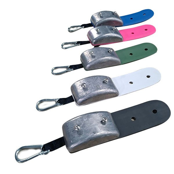 Free Divers drop weights with colour-coded tabs and clips