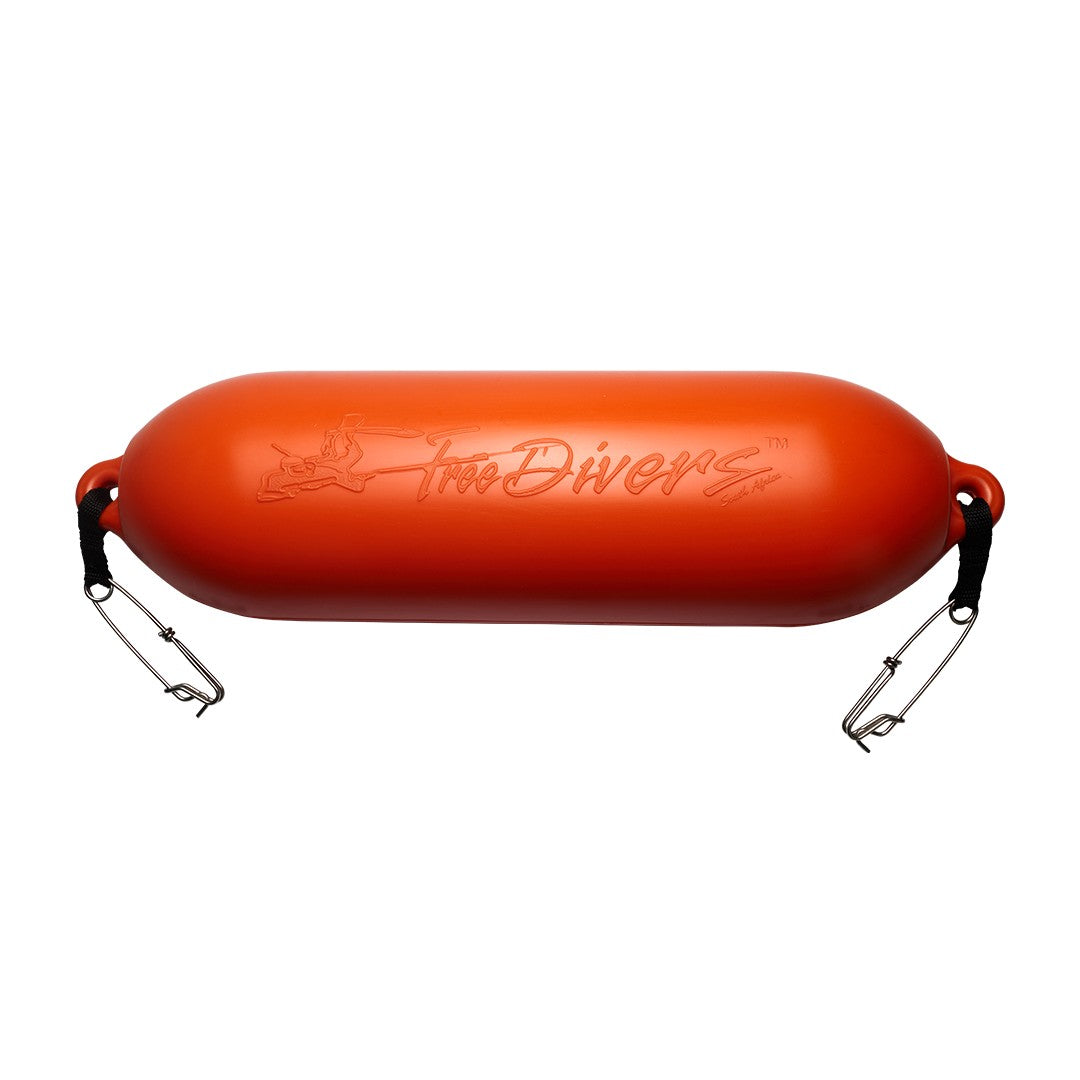 Free Divers orange 5.5 litre pressurised spearfishing float with end clips