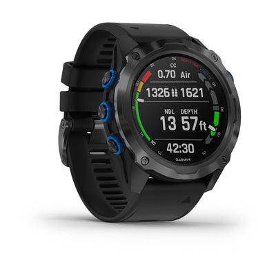 Garmin Descent Mk2i angled view showing an air-integrated dive screen