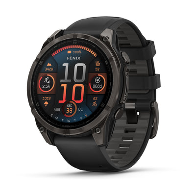 Garmin Fenix 8 AMOLED 47 mm, Carbon Grey DLC Titanium with Black/Pebble Grey band, sapphire edition