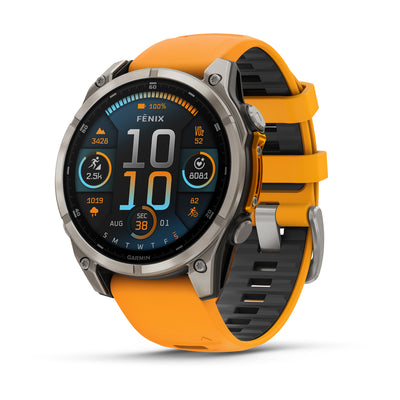 Garmin Fenix 8 AMOLED 47 mm, Titanium with Spark Orange/Graphite band, sapphire edition