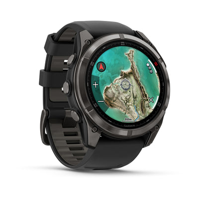 Garmin Fenix 8 Pro MicroLED angled view showing a map