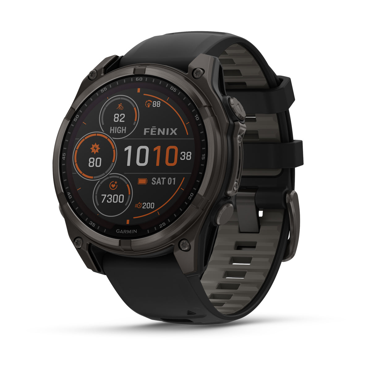 Garmin Fenix 8 Solar 47 mm, Carbon Grey DLC Titanium with Black/Pebble Grey band
