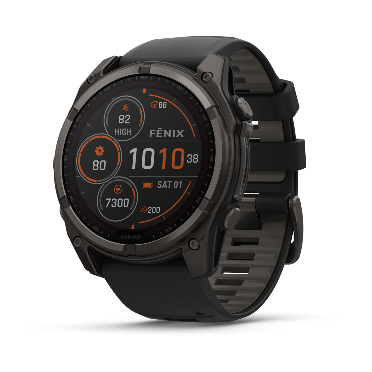 Garmin Fenix 8 Solar 47 mm, Carbon Grey DLC Titanium with Black/Pebble Grey band