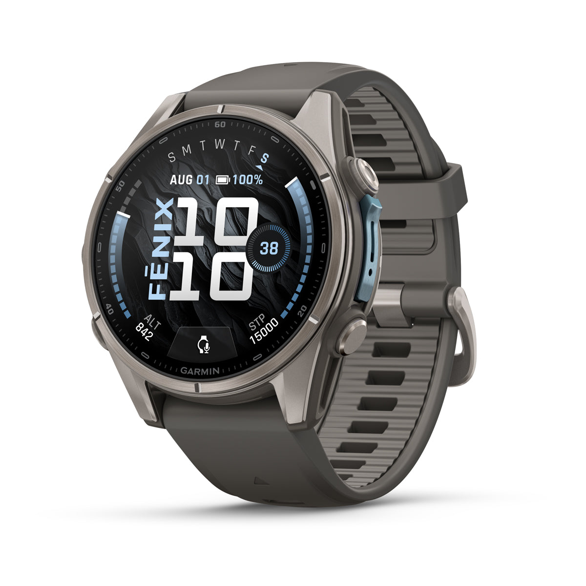 Garmin Fenix 9 43 mm, Titanium with Fog Grey band