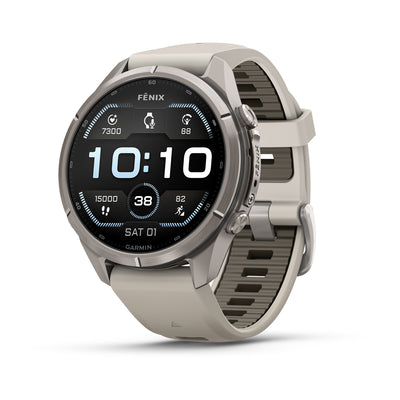 Garmin Fenix 9 Pro 43 mm, Titanium with Fog Grey/Dark Sandstone band