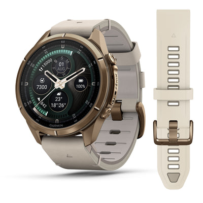 Garmin Fenix 9 Pro inReach 43 mm, Autumn Gold Titanium with Bone Leather band