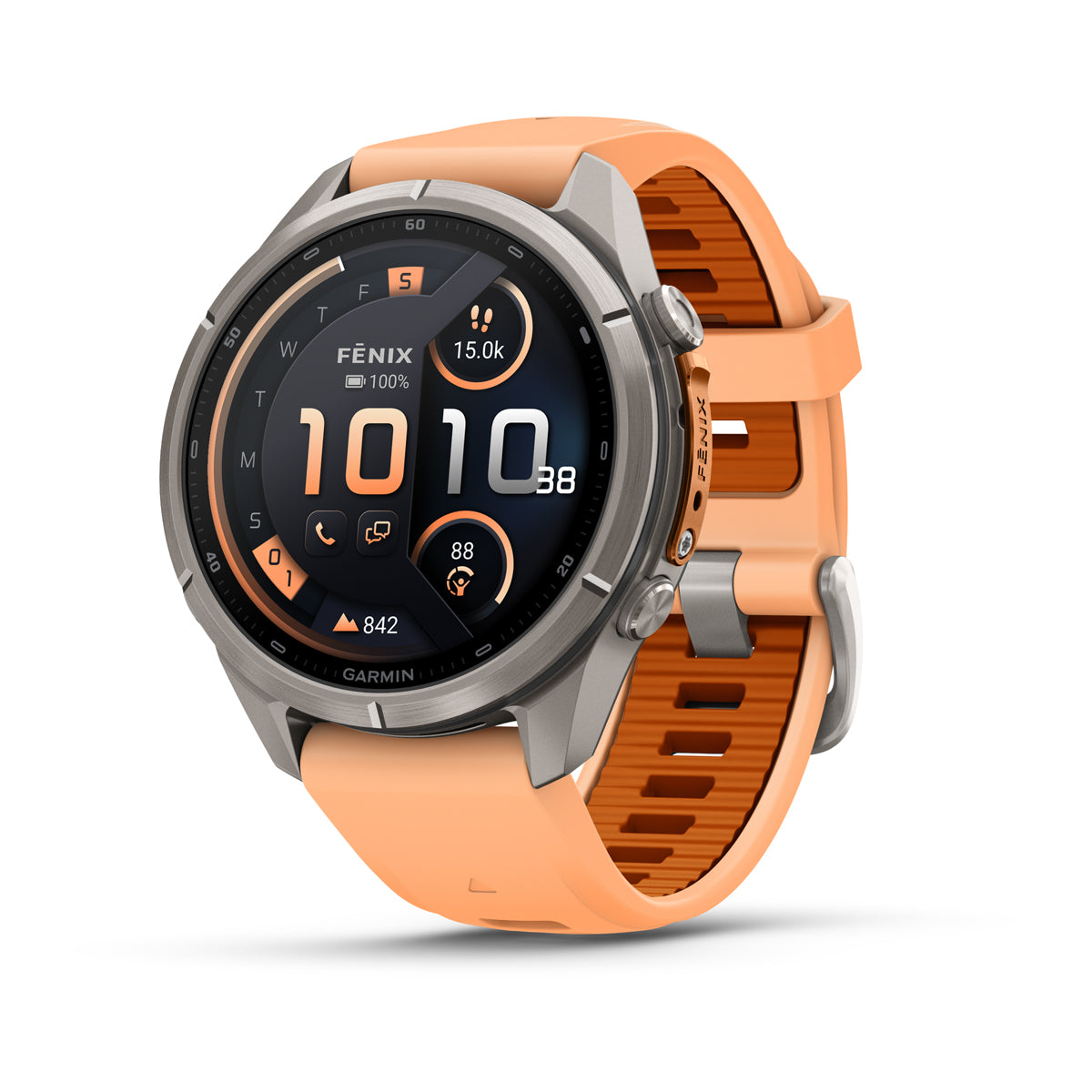 Garmin Fenix 9 Pro inReach 43 mm, Titanium with Shell Pink/Autumn Orange band