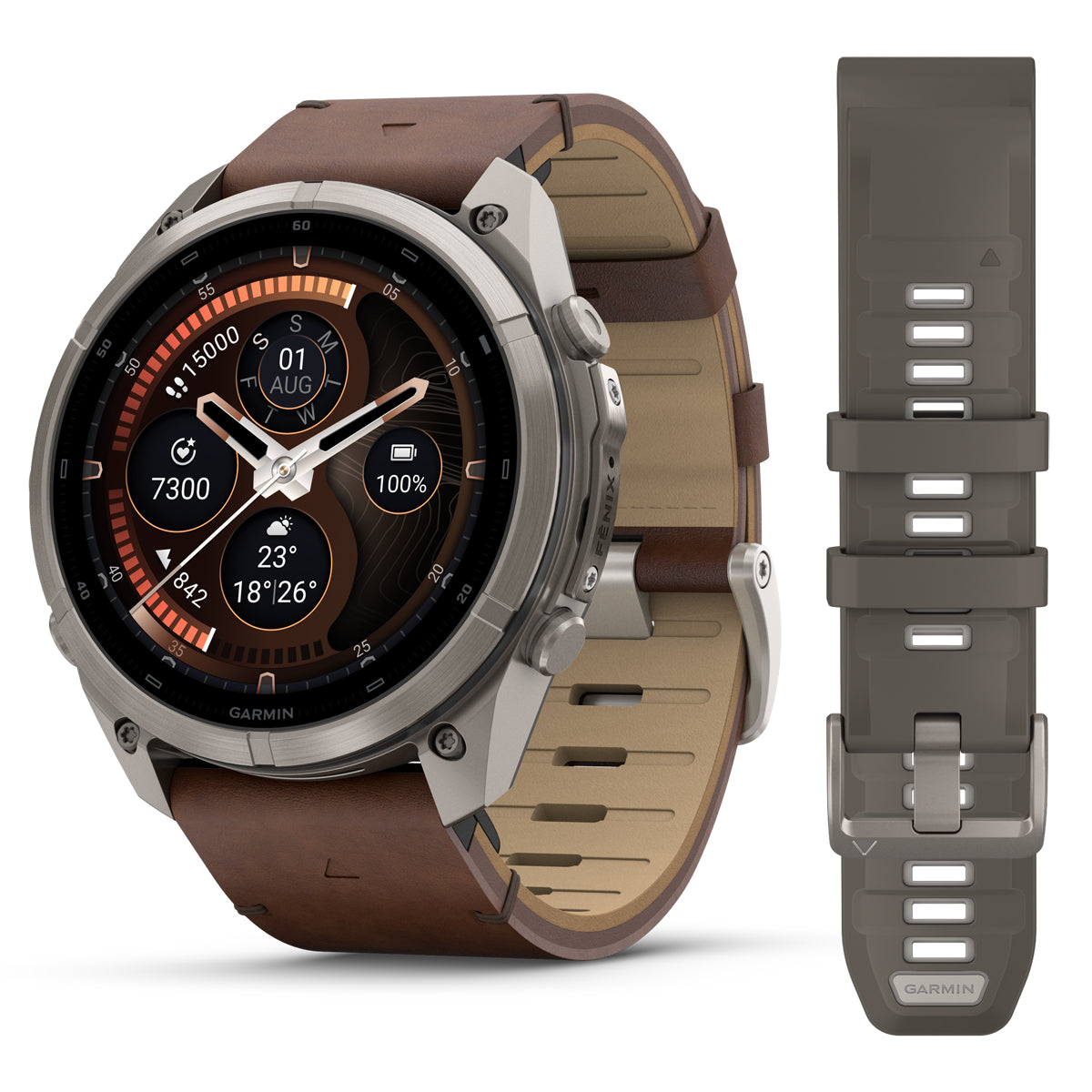 Garmin Fenix 9 Pro inReach 51 mm, Titanium with Walnut Leather band